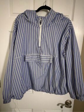 OLD NAVY Striped Blue/Black/White 1/4 zip hoodie-Size XXL